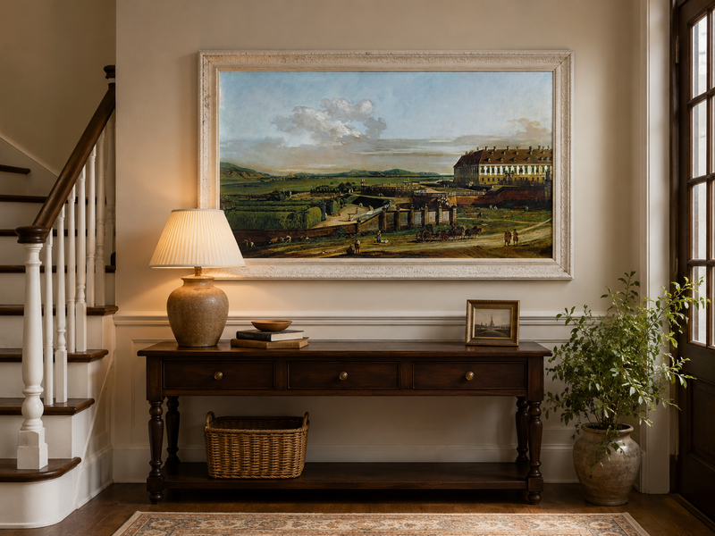 Landscape Oil Painting - Schlosshof Palace, Baroque Garden View