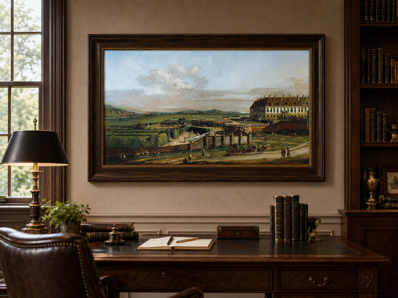 Landscape Oil Painting - Schlosshof Palace, Baroque Garden View