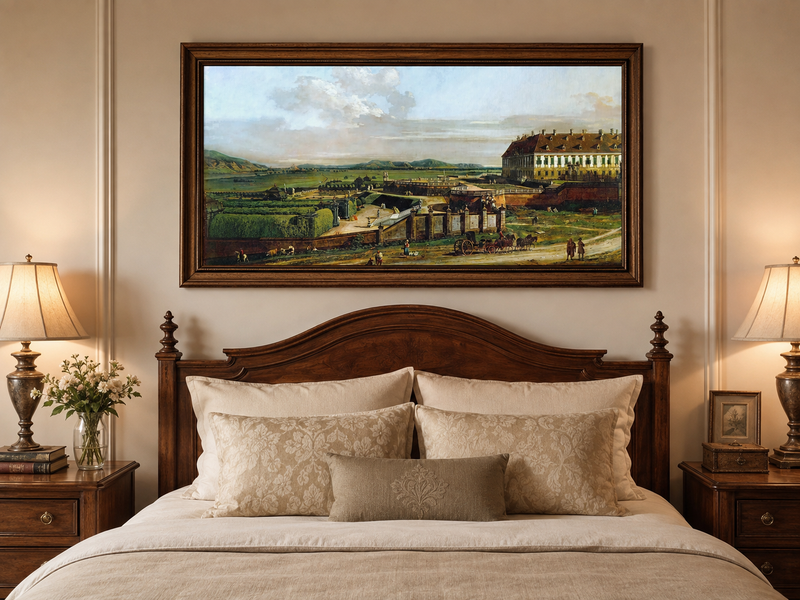 Landscape Oil Painting - Schlosshof Palace, Baroque Garden View