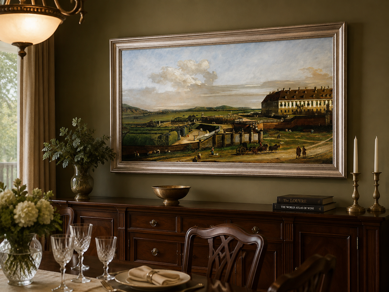 Landscape Oil Painting - Schlosshof Palace, Baroque Garden View