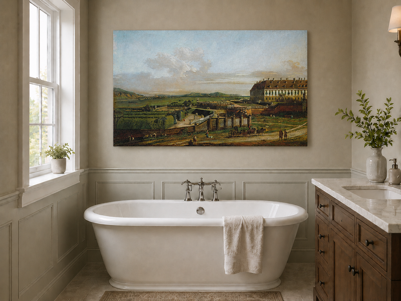 Landscape Oil Painting - Schlosshof Palace, Baroque Garden View