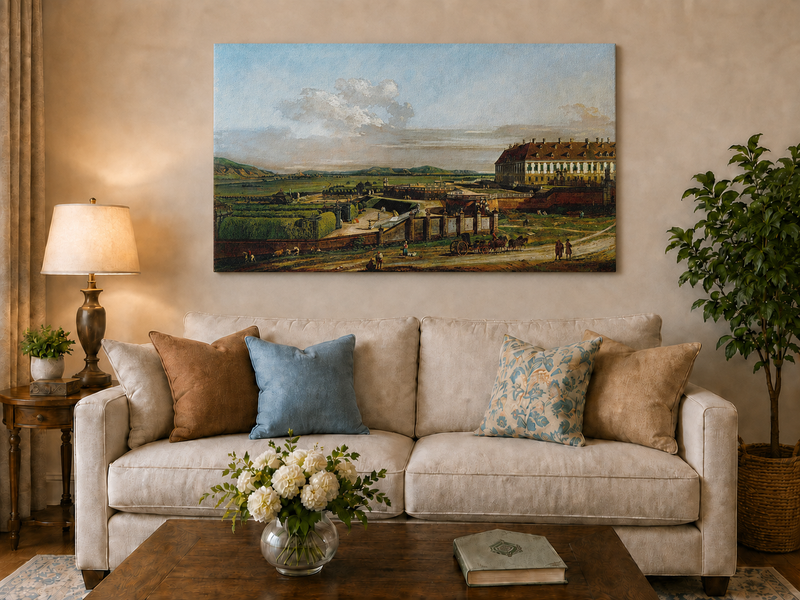 Landscape Oil Painting - Schlosshof Palace, Baroque Garden View
