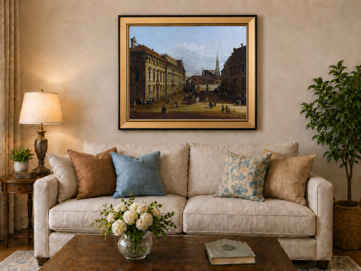 Landscape Oil Painting - Vienna Lobkowitz Square Baroque
