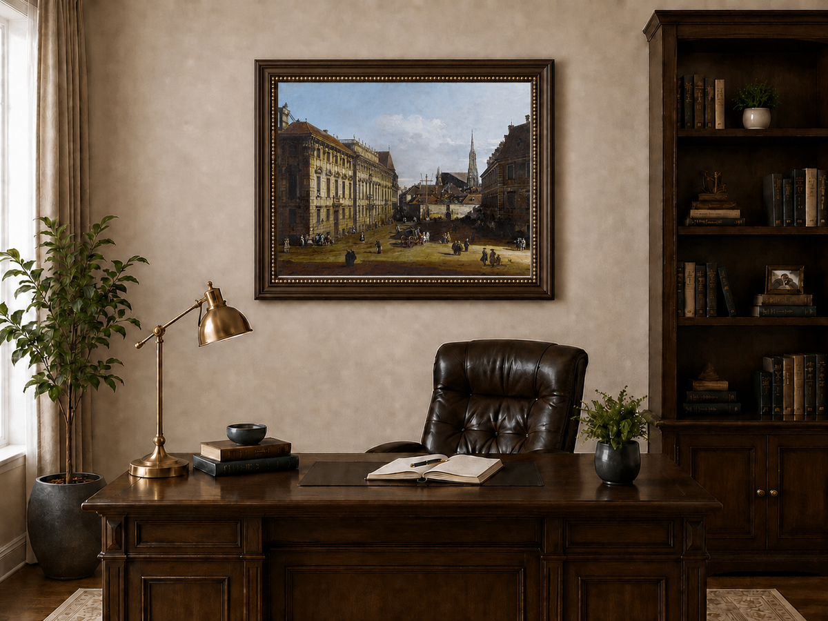 Landscape Oil Painting - Vienna Lobkowitz Square Baroque