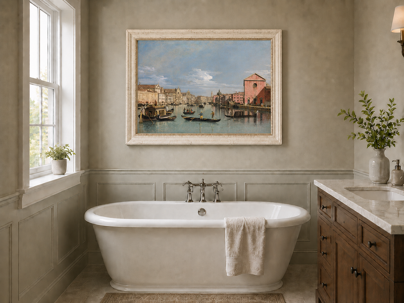 Landscape Oil Painting - Venice Grand Canal Gondolas & Palaces