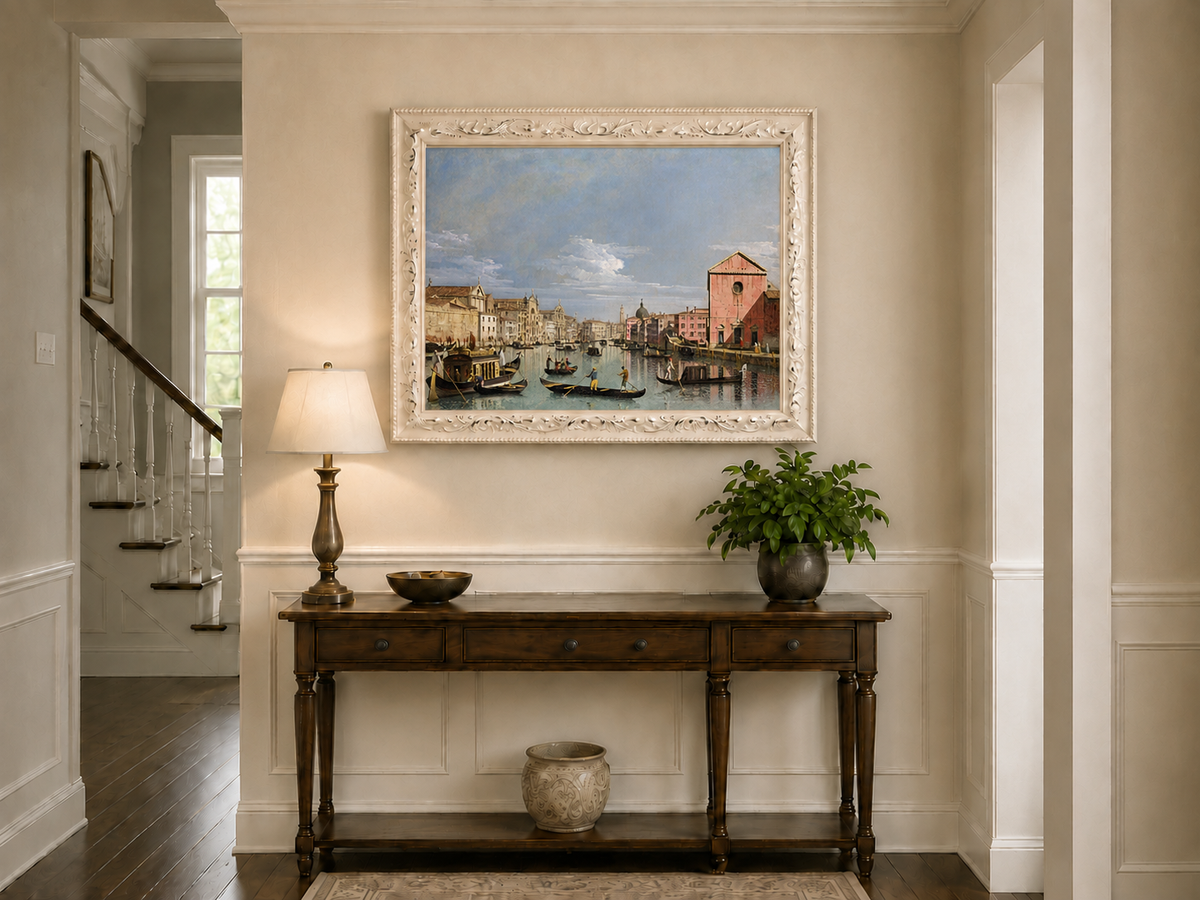 Landscape Oil Painting - Venice Grand Canal Gondolas & Palaces
