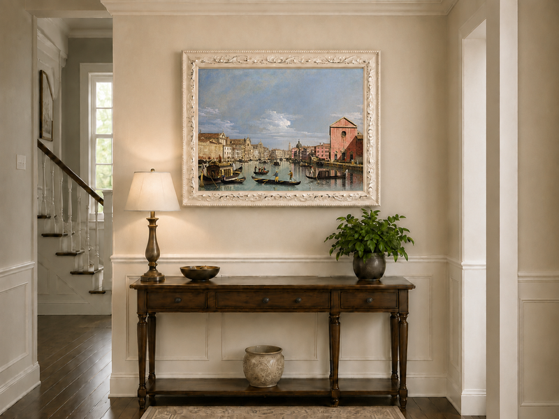 Landscape Oil Painting - Venice Grand Canal Gondolas & Palaces