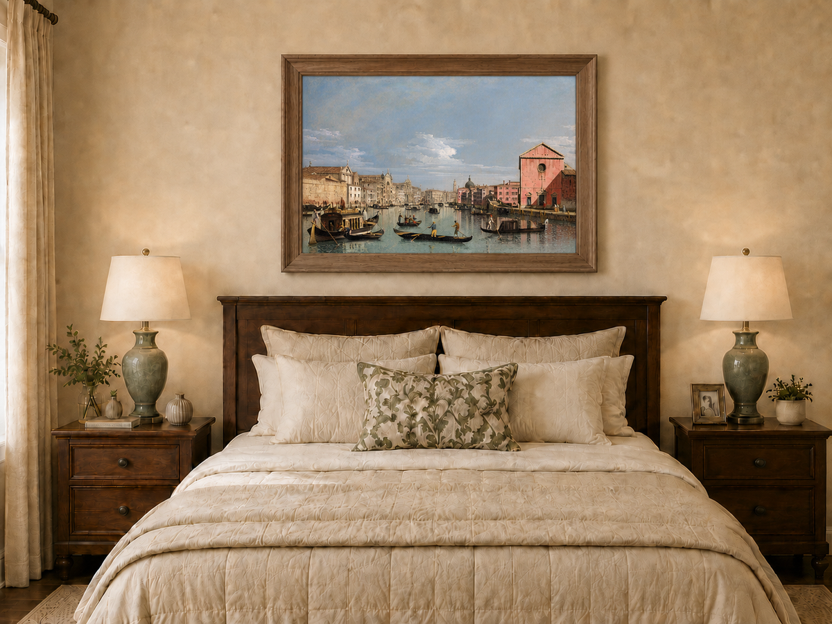 Landscape Oil Painting - Venice Grand Canal Gondolas & Palaces