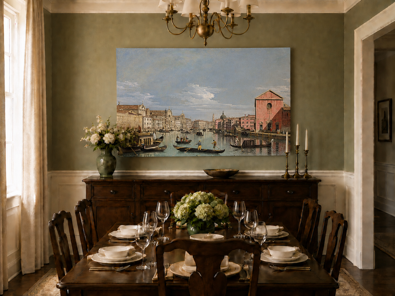 Landscape Oil Painting - Venice Grand Canal Gondolas & Palaces