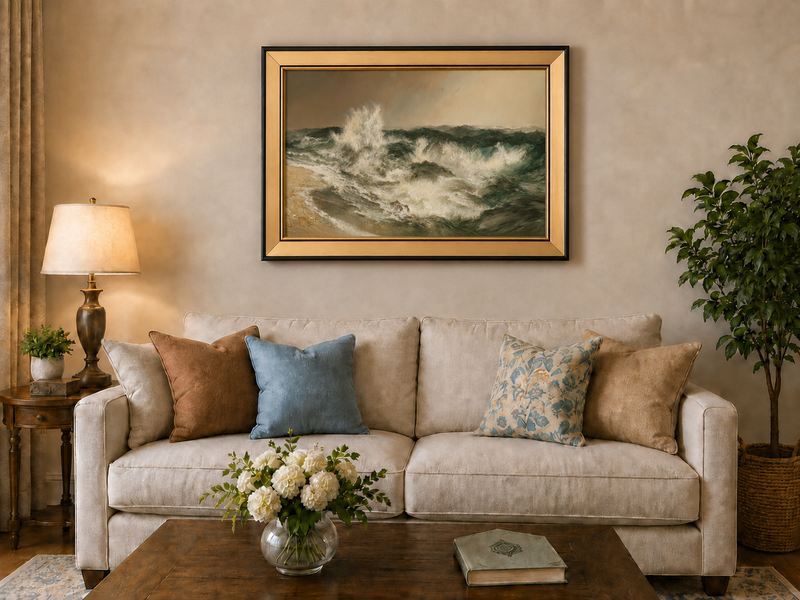 Landscape Oil Painting - Hand-Painted Crashing Ocean Seascape