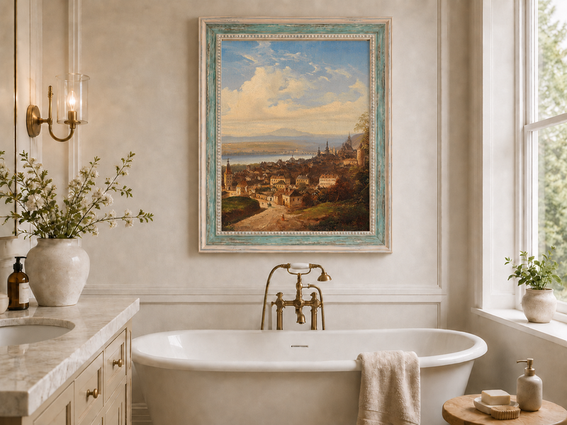 Landscape Oil Painting - European Town Panorama | Hand-Painted