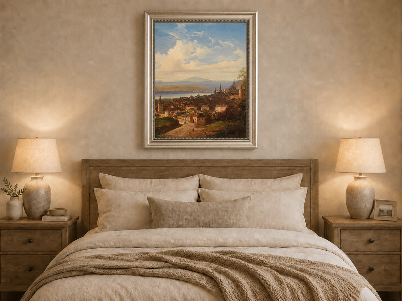 Landscape Oil Painting - European Town Panorama | Hand-Painted