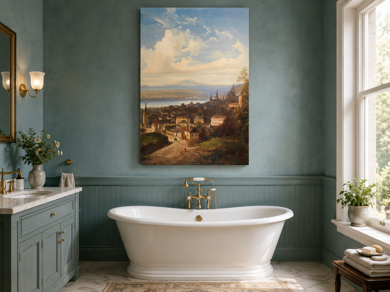 Landscape Oil Painting - European Town Panorama | Hand-Painted