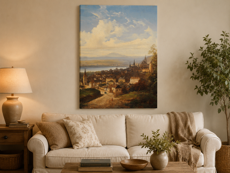 Landscape Oil Painting - European Town Panorama | Hand-Painted