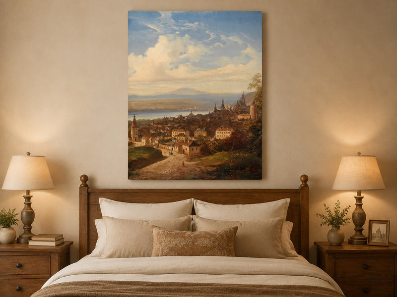 Landscape Oil Painting - European Town Panorama | Hand-Painted