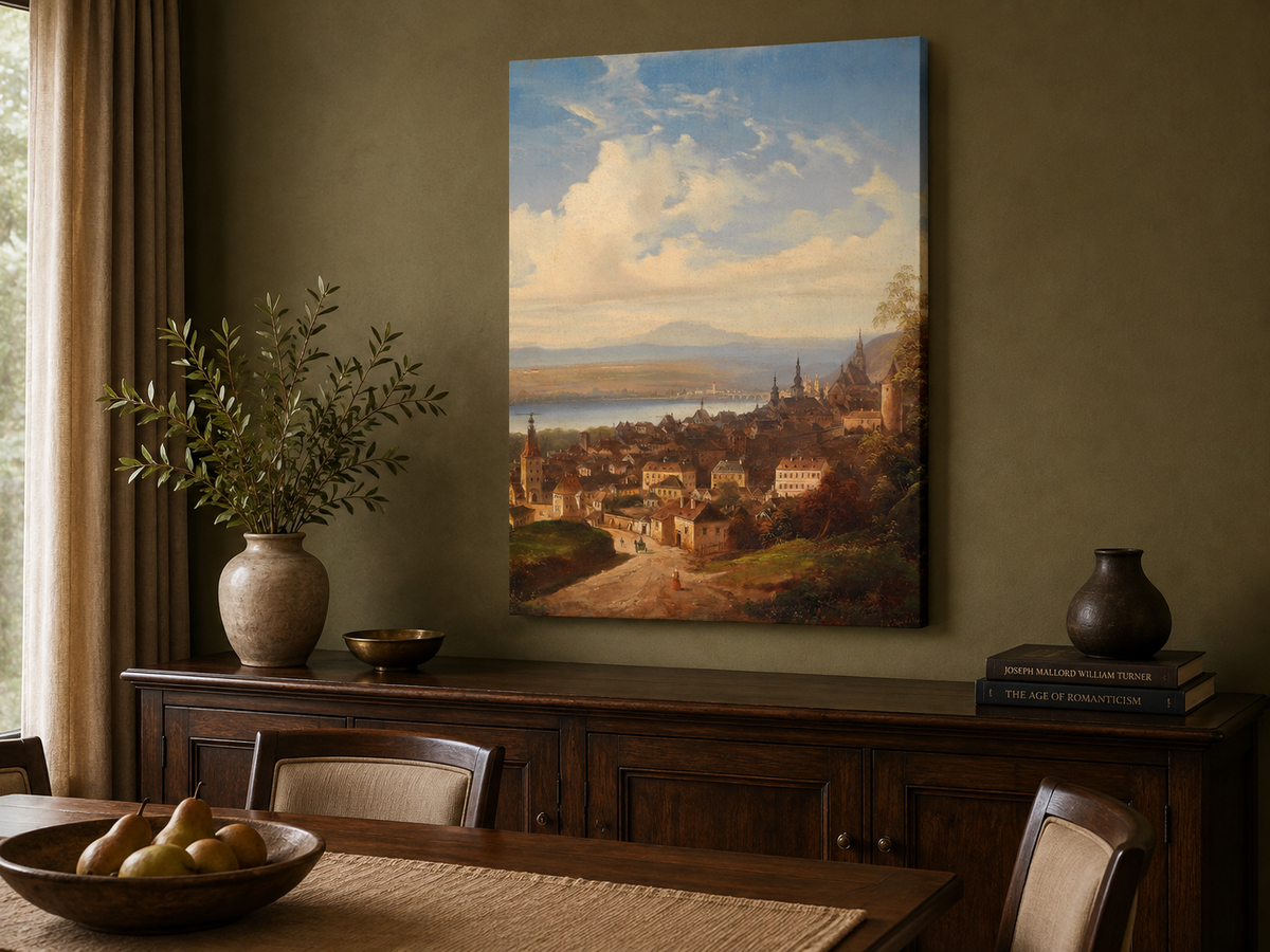 Landscape Oil Painting - European Town Panorama | Hand-Painted