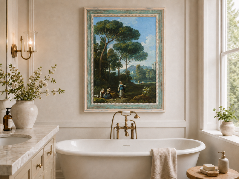 Landscape Oil Painting - Roman Countryside with Figures