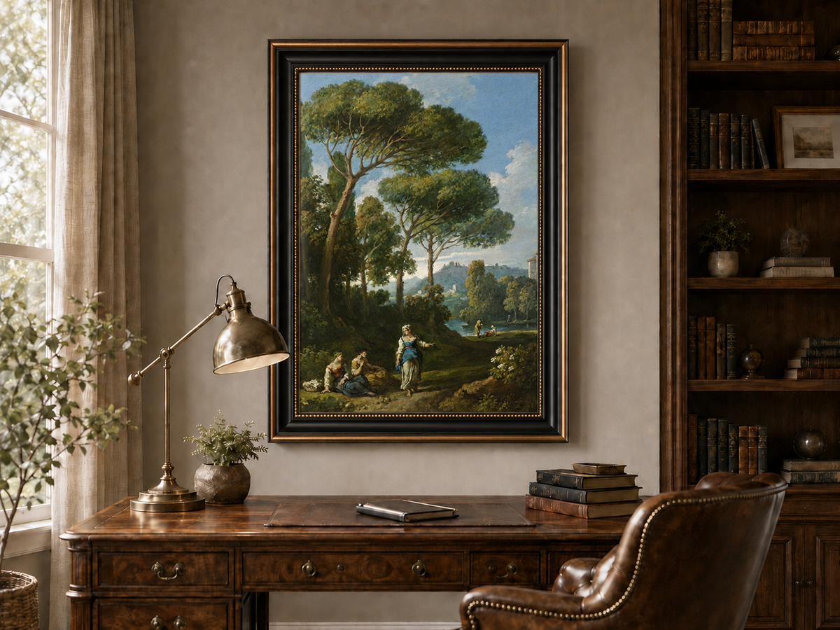 Landscape Oil Painting - Roman Countryside with Figures