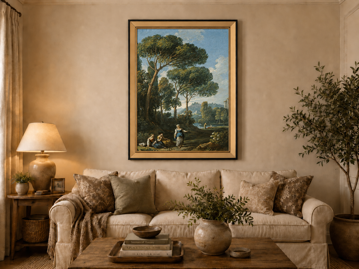 Landscape Oil Painting - Roman Countryside with Figures