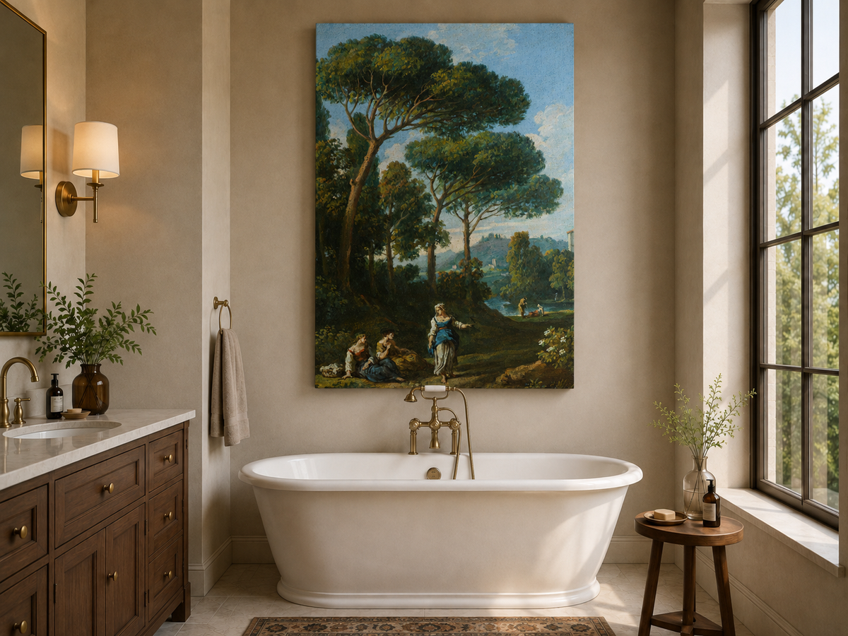 Landscape Oil Painting - Roman Countryside with Figures