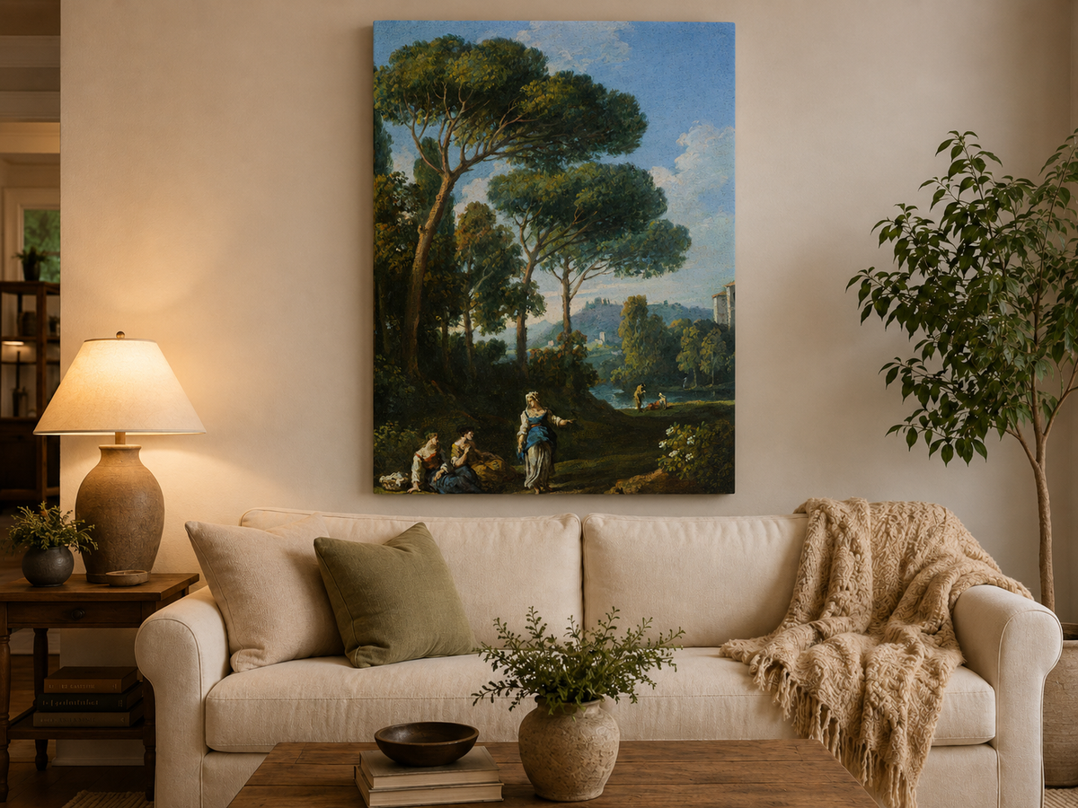 Landscape Oil Painting - Roman Countryside with Figures