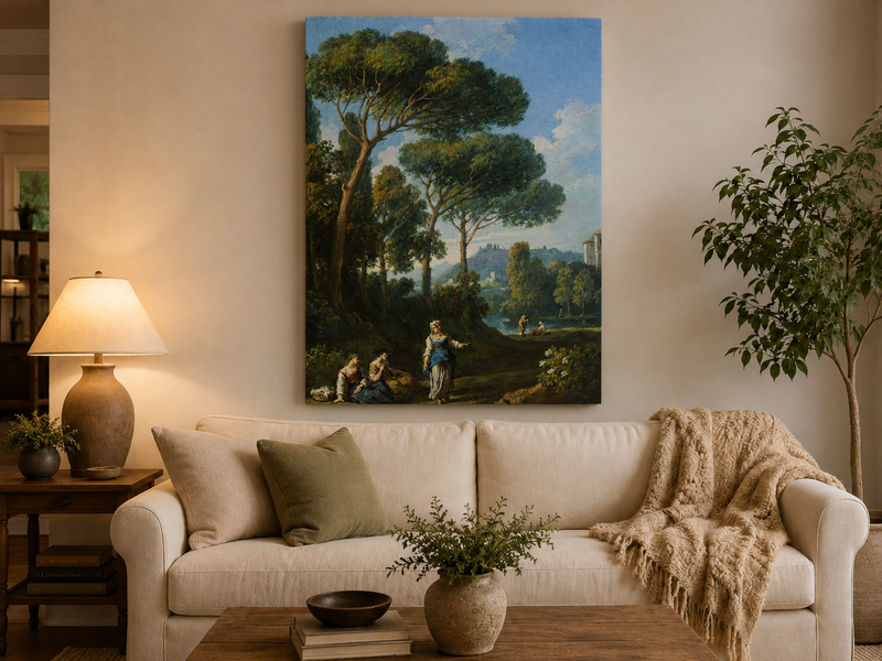 Landscape Oil Painting - Roman Countryside with Figures