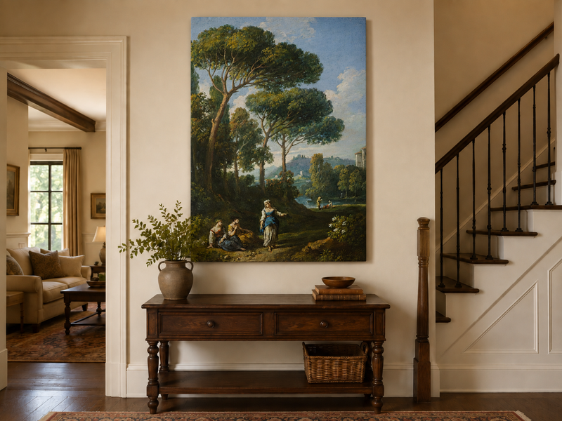 Landscape Oil Painting - Roman Countryside with Figures
