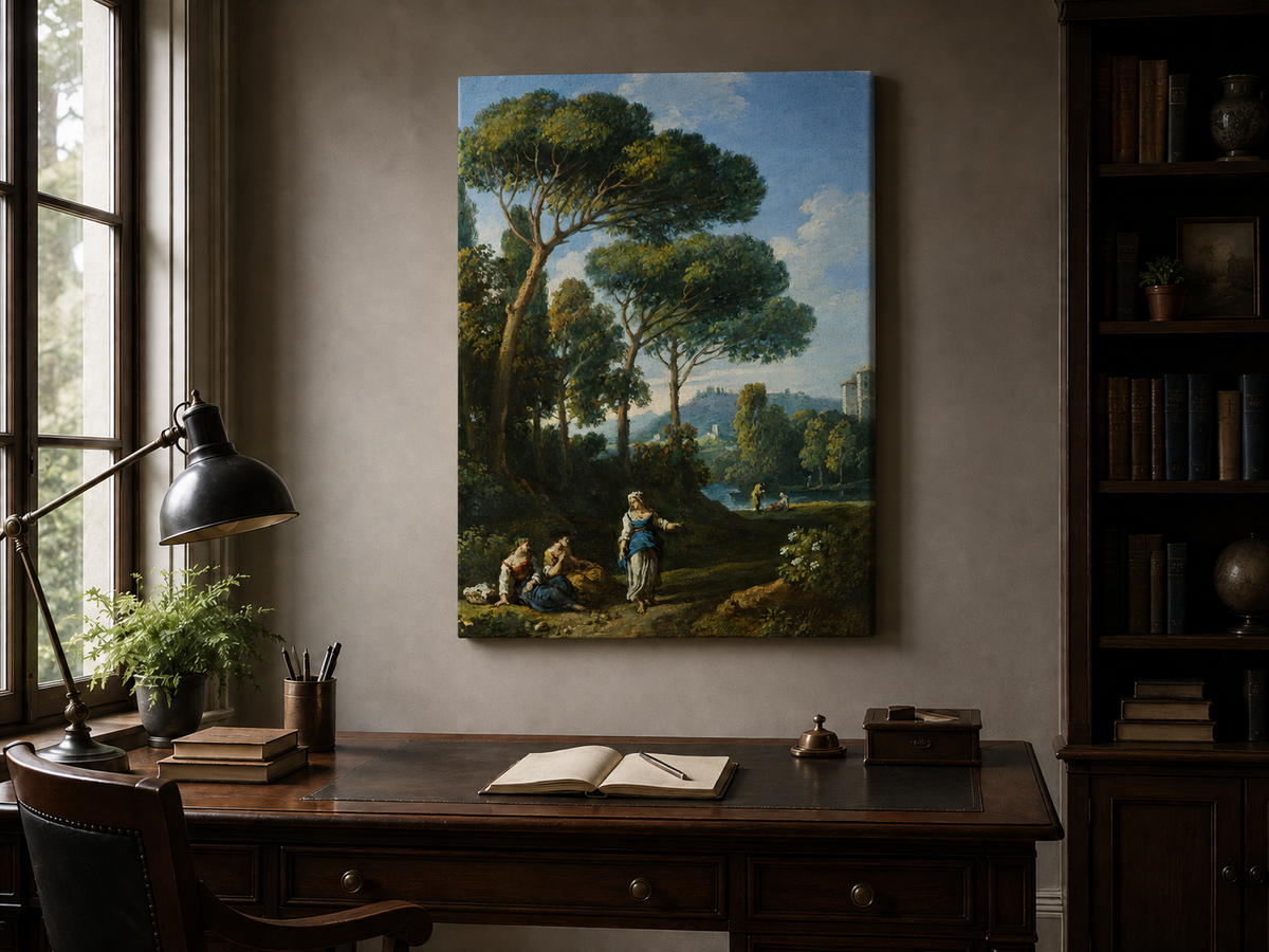 Landscape Oil Painting - Roman Countryside with Figures