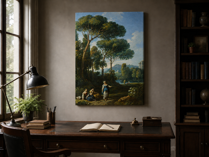 Landscape Oil Painting - Roman Countryside with Figures