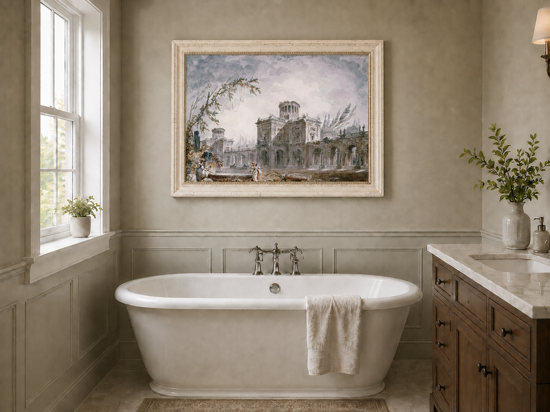 Landscape Oil Painting - Classical Architectural Garden Scene