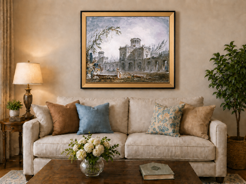 Landscape Oil Painting - Classical Architectural Garden Scene