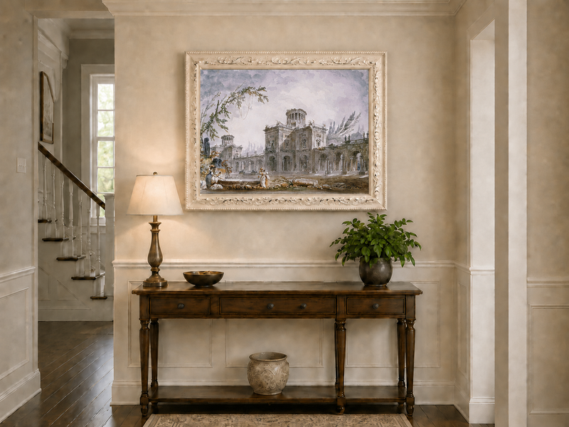 Landscape Oil Painting - Classical Architectural Garden Scene