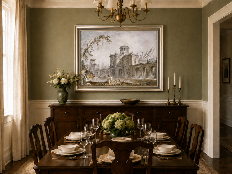 Landscape Oil Painting - Classical Architectural Garden Scene