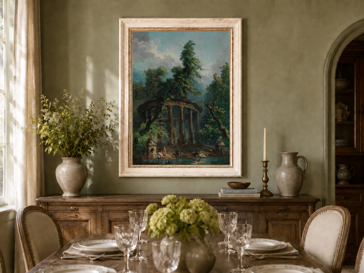 Peinture à l'huile de paysage - Rivière printanière avec pêcheur et arbres