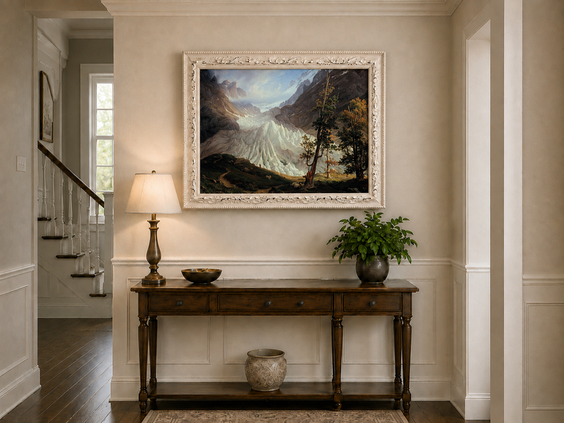 Landscape Oil Painting - Alpine Glacier Trees & Wildlife