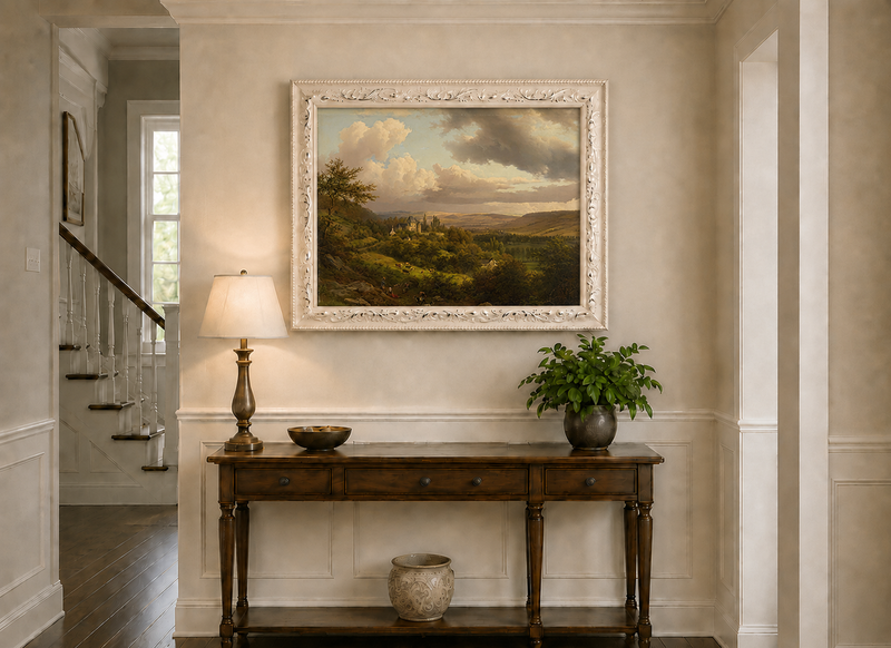 Landscape Oil Painting - Castle Valley with Cattle and Clouds