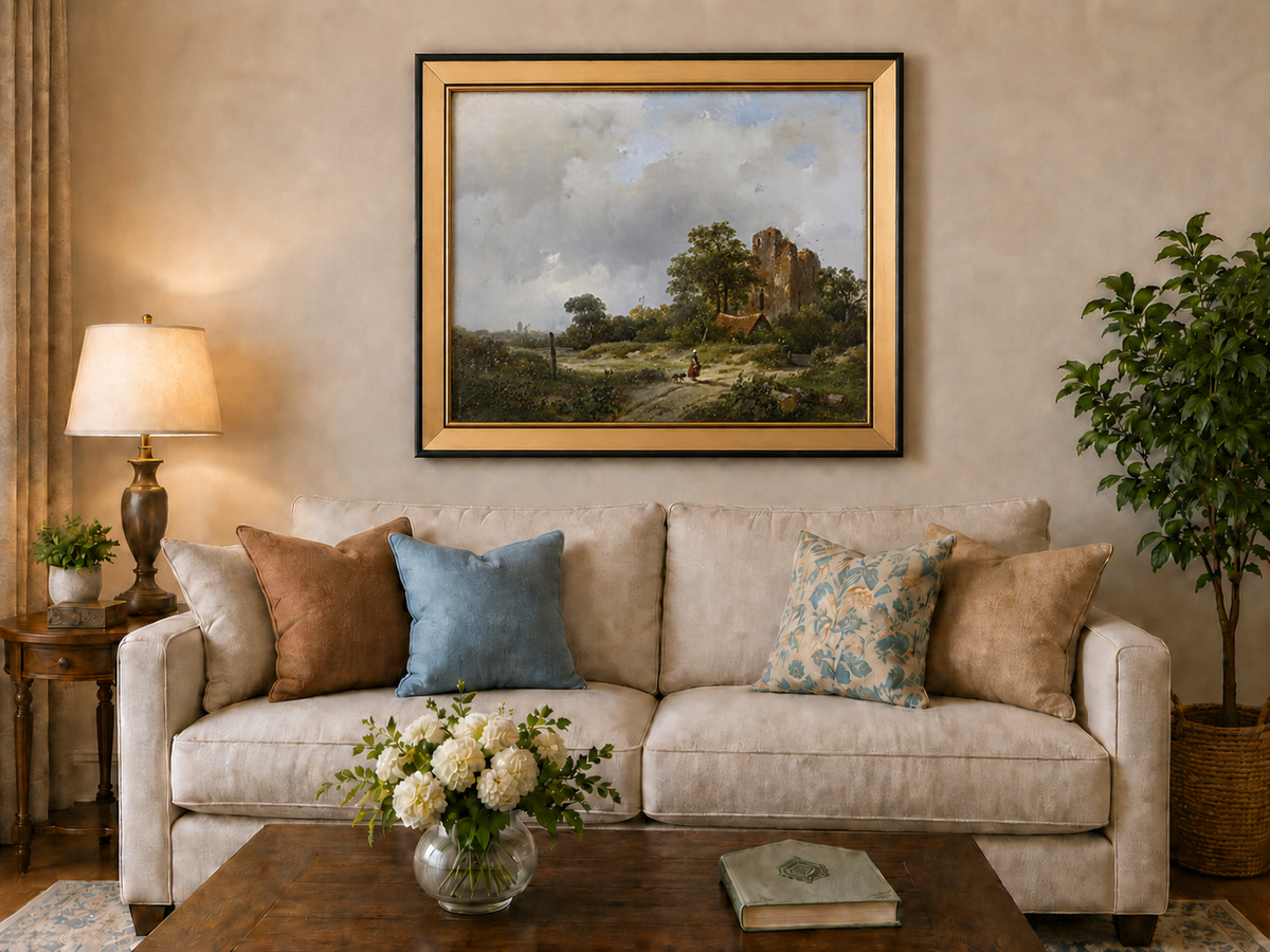 Landscape Oil Painting - Hand-Painted Castle Ruin Country Path