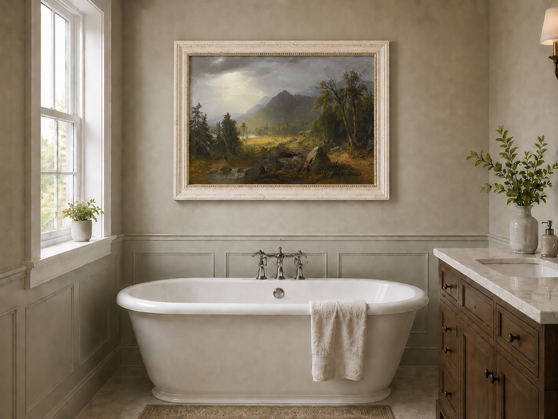Landscape Oil Painting - Hudson River School Mountain