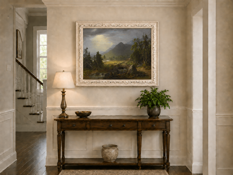 Landscape Oil Painting - Hudson River School Mountain
