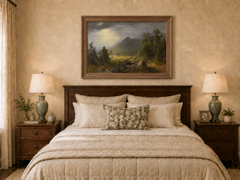 Landscape Oil Painting - Hudson River School Mountain