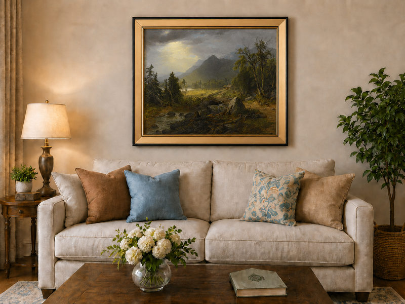 Landscape Oil Painting - Hudson River School Mountain