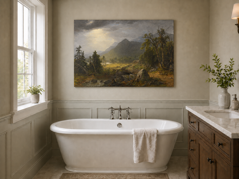 Landscape Oil Painting - Hudson River School Mountain