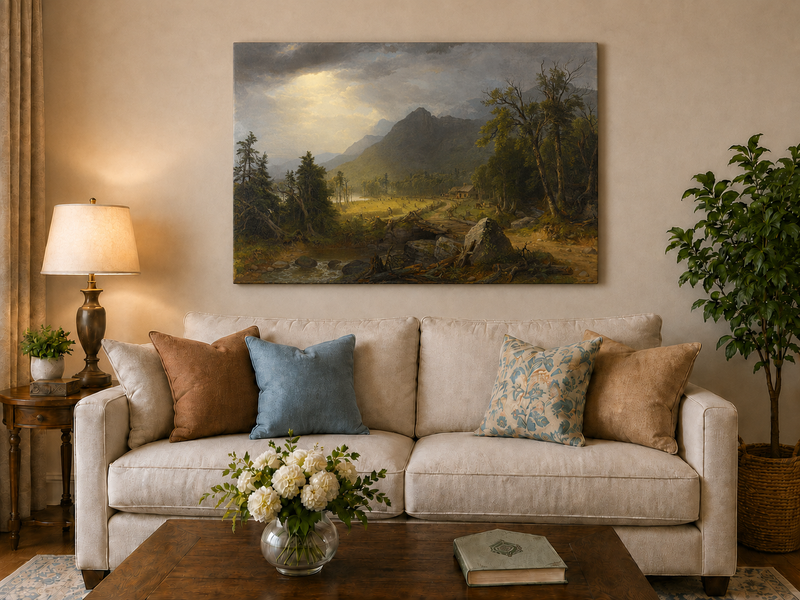 Landscape Oil Painting - Hudson River School Mountain