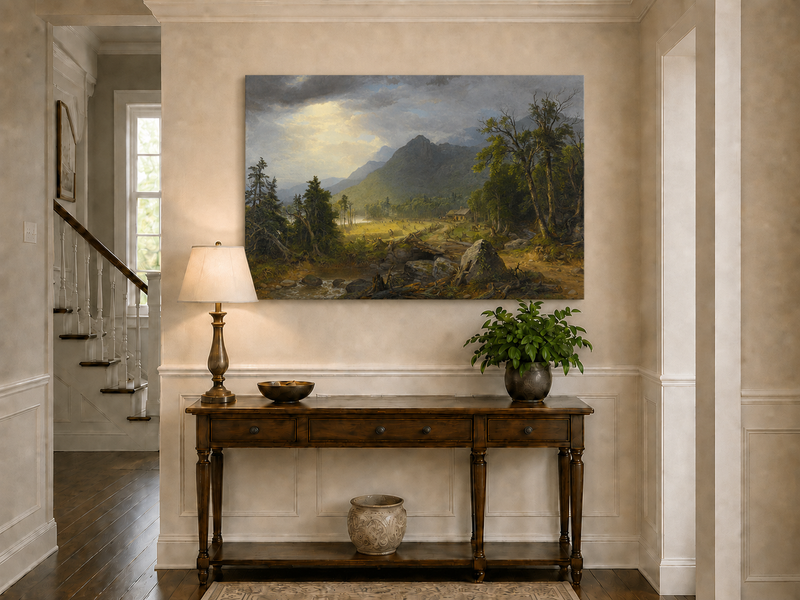 Landscape Oil Painting - Hudson River School Mountain