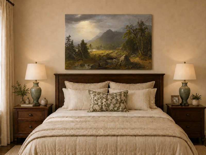 Landscape Oil Painting - Hudson River School Mountain