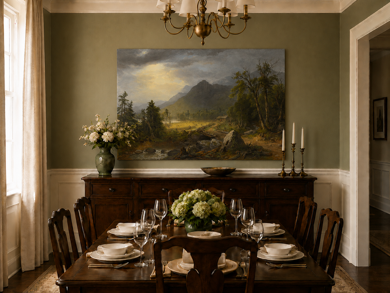 Landscape Oil Painting - Hudson River School Mountain