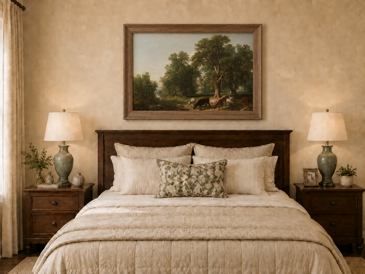 Landscape Oil Painting - Cattle Woodland Stream | Hand-Painted