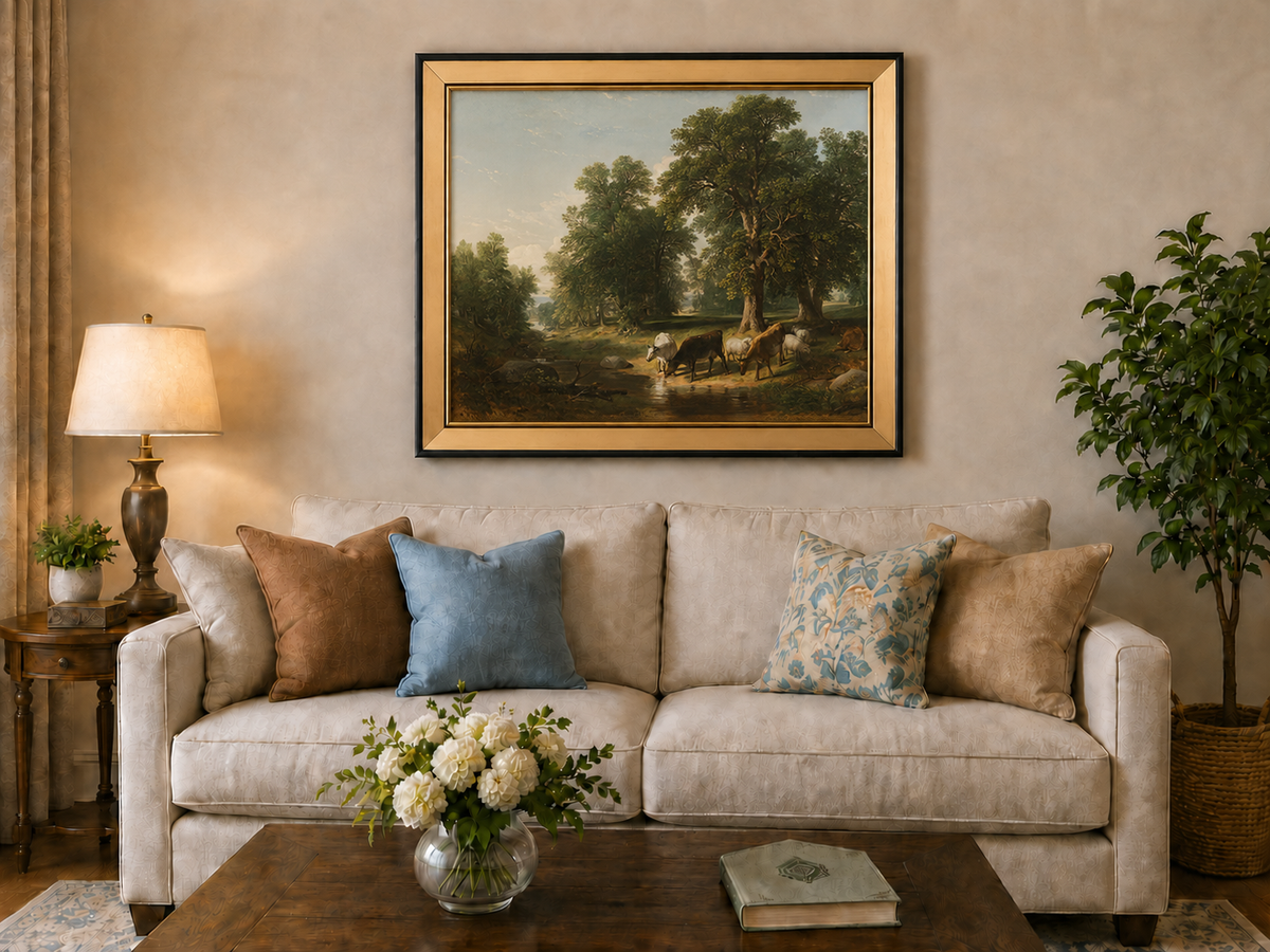 Landscape Oil Painting - Cattle Woodland Stream | Hand-Painted