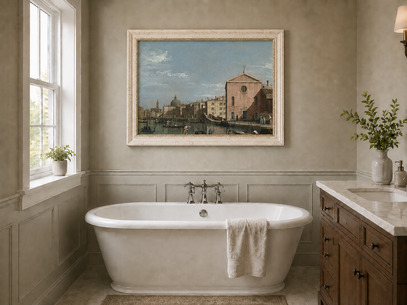 Landscape Oil Painting - Venice Grand Canal Church View