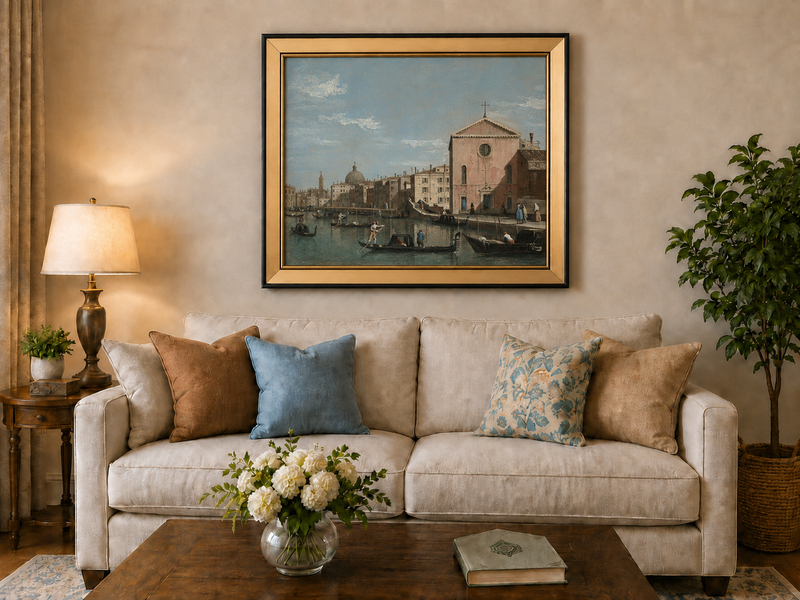 Landscape Oil Painting - Venice Grand Canal Church View